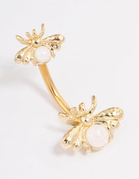 Gold Plated Surgical Steel Firefly Duo Belly Ring - link has visual effect only