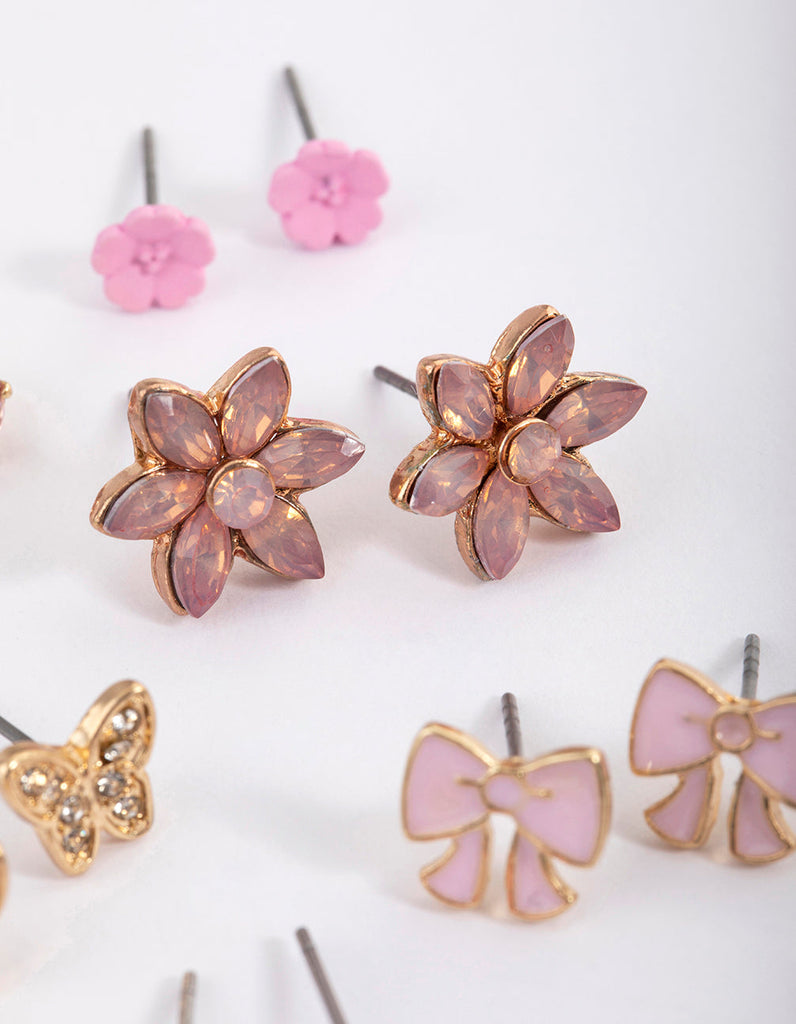 Kids Pink Bow Stud Earrings 6-Pack