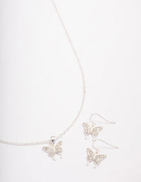 Silver Pave Butterfly Jewellery Set - link has visual effect only
