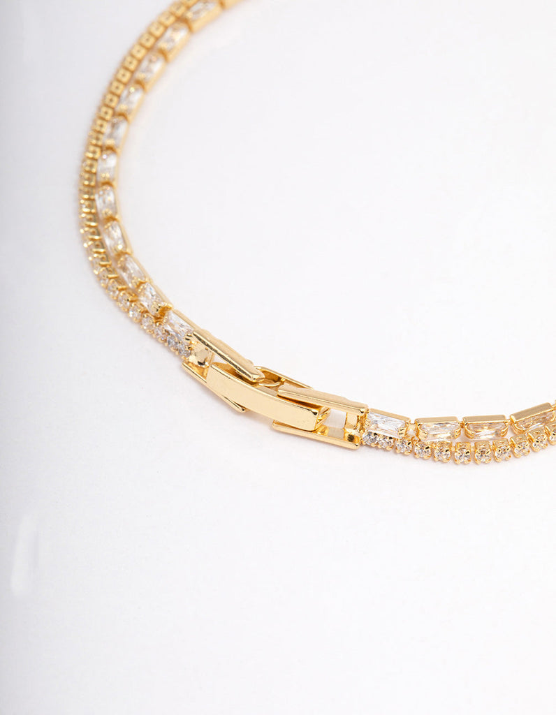 Gold Plated Dainty Baguette Cupchain Bracelet