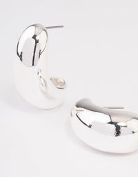 Silver Plated Small Bold Wide Hoop Earrings - link has visual effect only