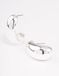 Silver Plated Small Bold Wide Hoop Earrings - link has visual effect only