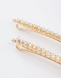 Gold Pearl & Diamante Hair Clip Pack - link has visual effect only
