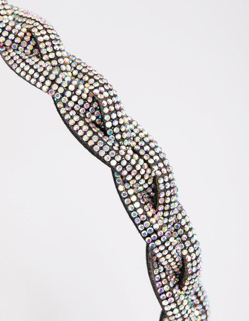 Fabric Braided & Diamante Headband
