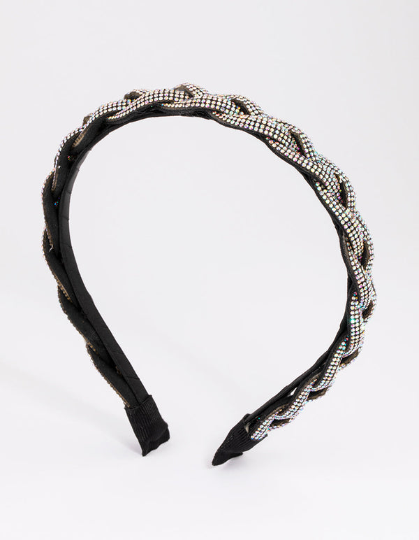 Fabric Braided & Diamante Headband