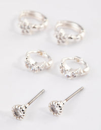 Silver Celestial Diamante Stud Earrings Pack - link has visual effect only