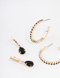 Gold Teardrop Diamante Stud Earrings 4-Pack - link has visual effect only