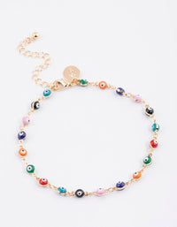 Gold Evil Eye Layered Chain Anklet - link has visual effect only