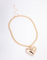 Gold Puffy Heart Short Necklace - link has visual effect only
