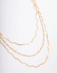 Gold Triple Layered Wave Chain Necklace - link has visual effect only