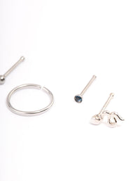 Surgical Steel Snake & Bezel Nose Ring 6-Pack - link has visual effect only