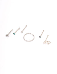 Surgical Steel Snake & Bezel Nose Ring 6-Pack - link has visual effect only