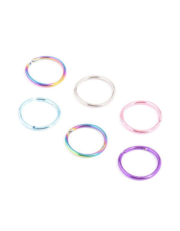 Surgical Steel Metallic Nose Ring 6-Pack