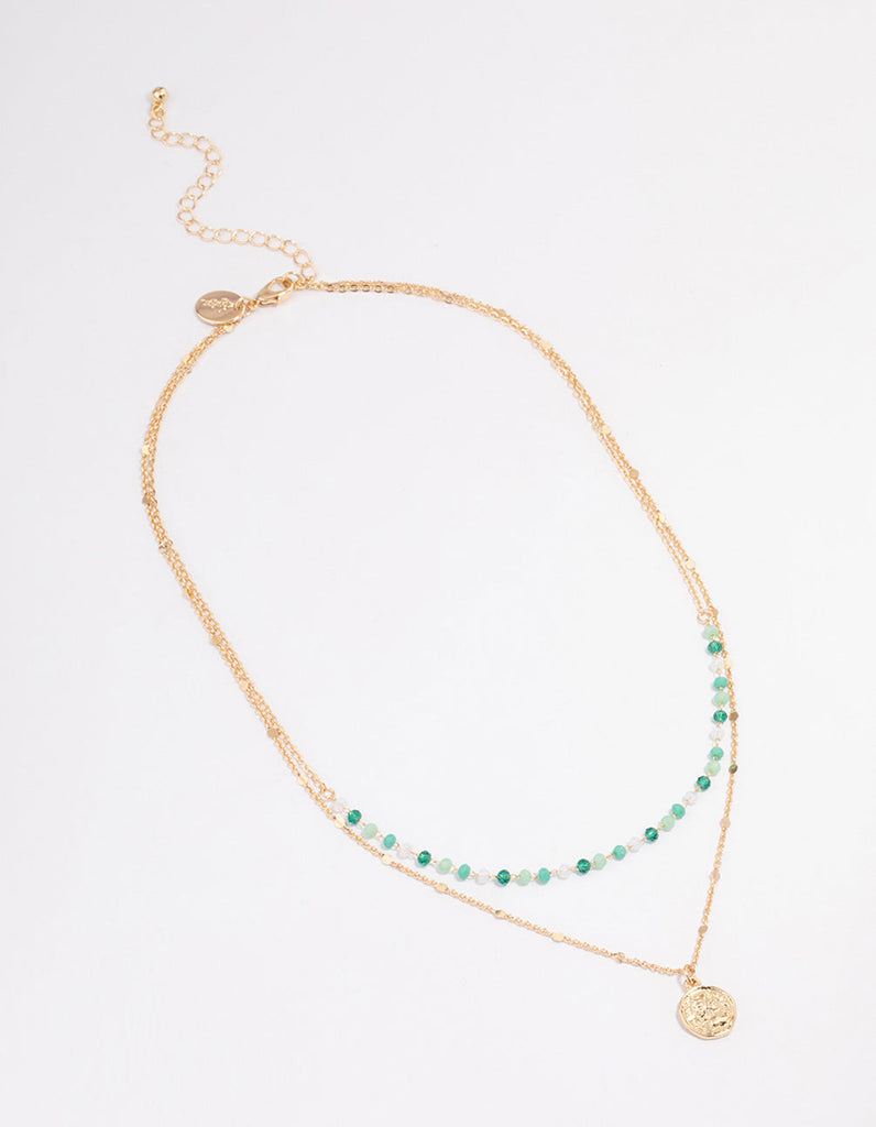 Gold Bead & Coin Layered Necklace