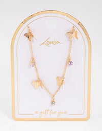 Gold Butterfly Drop Station Necklace - link has visual effect only
