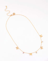 Gold Butterfly Drop Station Necklace - link has visual effect only