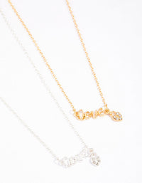 Mixed Metal Love Script Necklace Pack - link has visual effect only