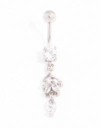 Surgical Steel Navette Cubic Zirconia Drop Belly Ring - link has visual effect only
