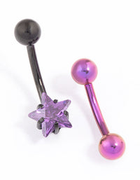 Surgical Steel Star Belly Ring Pack - link has visual effect only