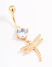 Gold Plated Surgical Steel Cubic Zirconia Dragonfly Belly Ring - link has visual effect only