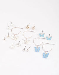 Silver Mixed Butterfly Garden Earrings 8-Pack - link has visual effect only