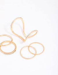 Gold Fine Diamante Double Ring Pack - link has visual effect only