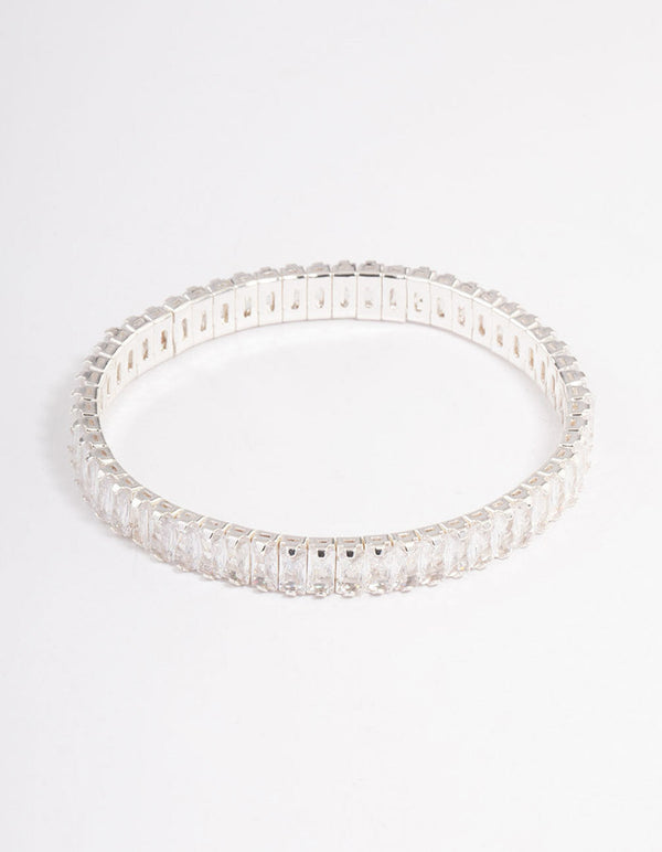 Silver Plated Stretch Baguette Bracelet