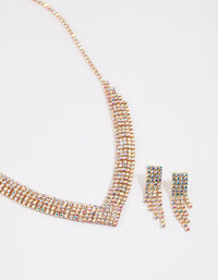 Gold Diamante Pointed Earrings & Necklace Set - link has visual effect only