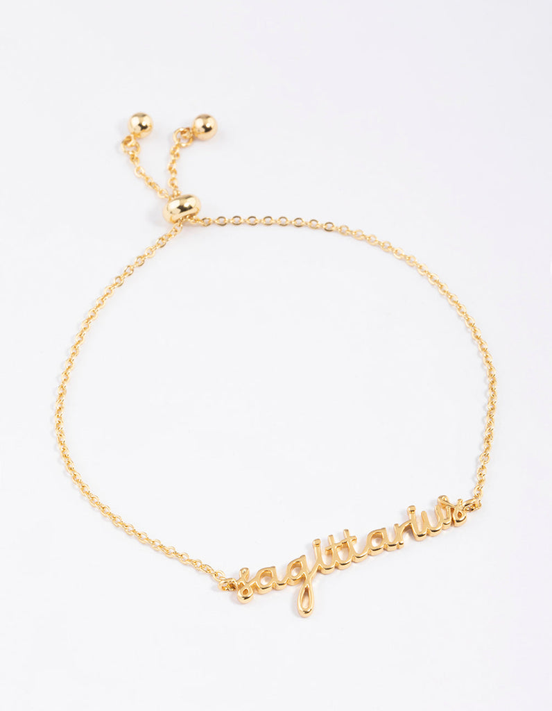 Gold Plated Sagittarius Script Bracelet