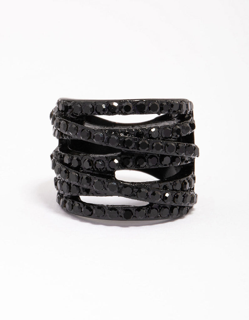 Black Coated Layered Band Ring