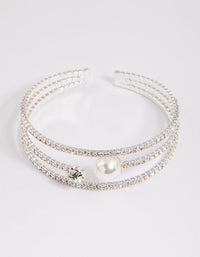 Silver Pearl Cupchain Cuff - link has visual effect only
