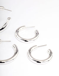 Silver Puffy Mixed Hoop Earrings Pack - link has visual effect only