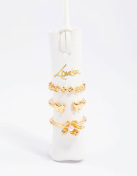 Gold Plated Butterfly & Flower Ring Pack - link has visual effect only