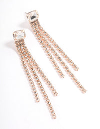 Rose Gold Stone Cupchain Triple Row Drop Earrings - link has visual effect only
