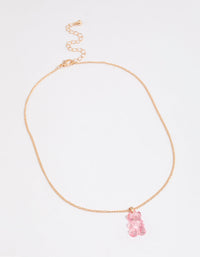 Gold Mini Gummy Bear Pendant Necklace - link has visual effect only