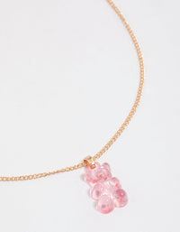Gold Mini Gummy Bear Pendant Necklace - link has visual effect only