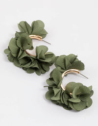 Gold Fabric Flower Petal Hoop Earrings - link has visual effect only