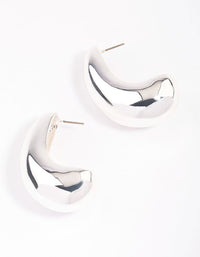 Silver Plated Brass Bold Wide Hoop Earrings - link has visual effect only