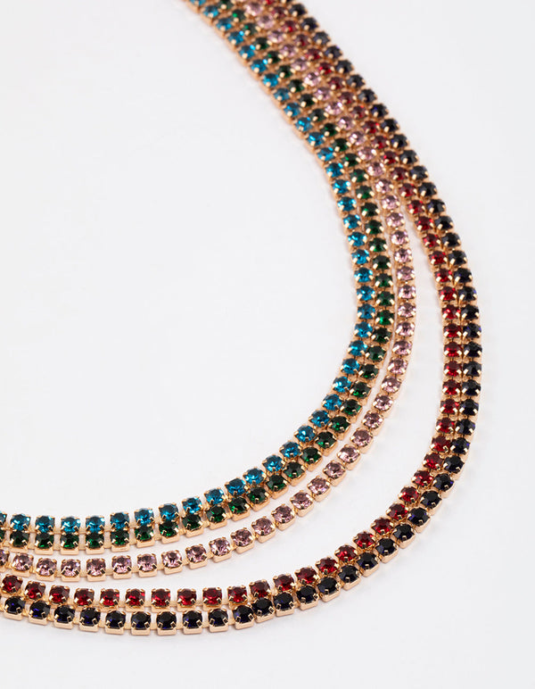 Gold Multi-Row Cupchain Necklace