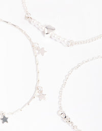 Silver Star & Heart Dainty Chain Bracelet Pack - link has visual effect only