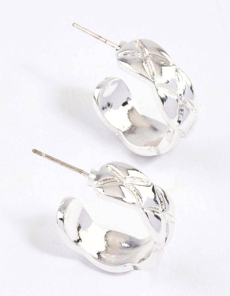Silver Quilted Hoop Earrings & Polishing Set