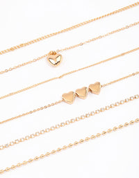 Gold Mixed Chain & Diamante Heart Choker Pack - link has visual effect only