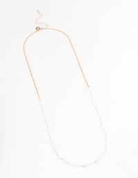 Gold Fine Pearly Chain Long Necklace - link has visual effect only