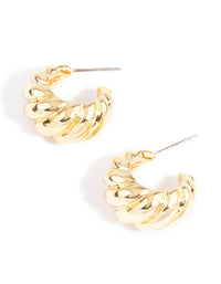 Gold Plated Twisted Wide Hoop Earrings - link has visual effect only