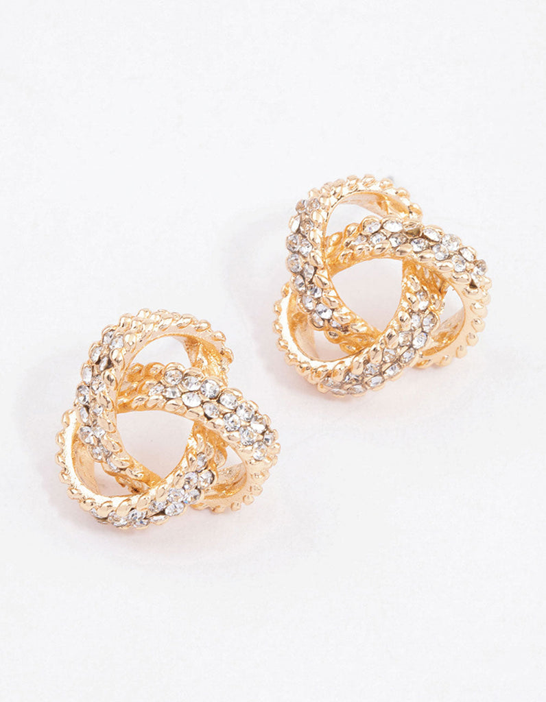 Gold Multi Diamante Stud Earrings