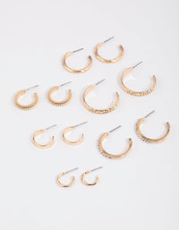 Gold Multi Hoop Earrings 6-Pack - link has visual effect only