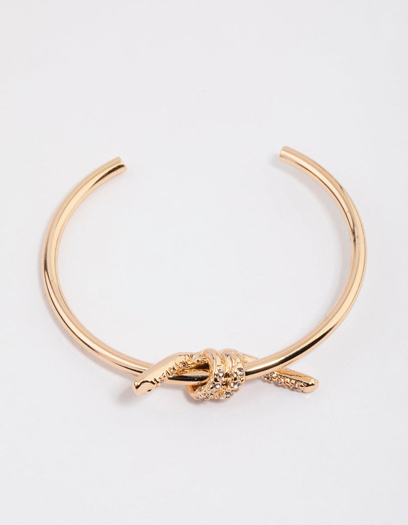 Gold Diamante Knotted Twisted Wrist Cuff