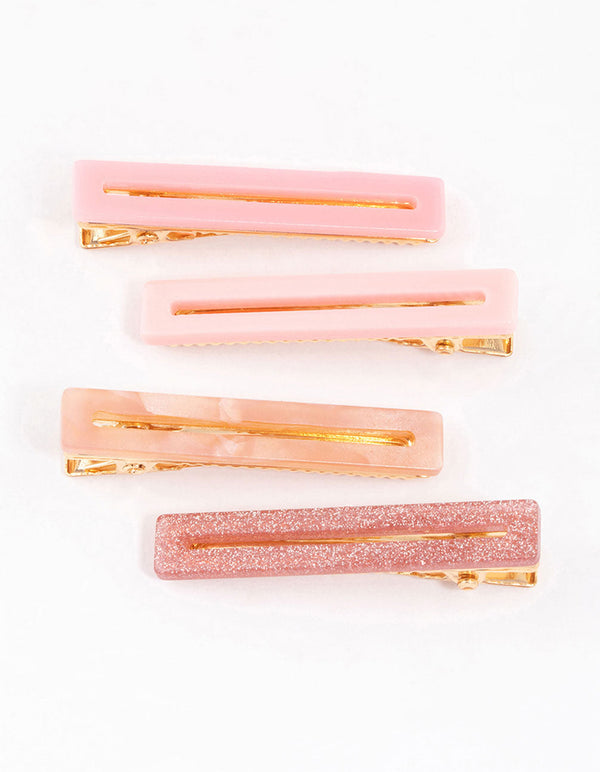 Kids Thin Rectangular Hair Clips 4-Pack