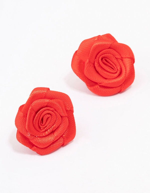 Red Large Rose Stud Earrings