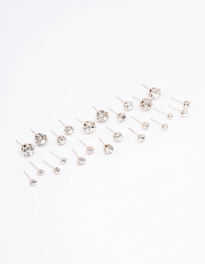 Rose Gold Classic Diamante Graduating Earring 12-Pack